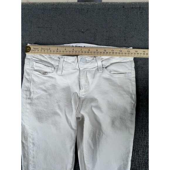 PAIGE Skyline Ankle Peg Skinny Jeans Womens Size 26 Optic White Denim Low Rise - Picture 3 of 9